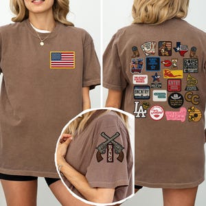T-shirt cowboy vintage BANG KNTRY TYRANT Comfort Colors®, t-shirt western, t-shirt western avec autocollants, chemise de cowboy rétro, t-shirt de cow-girl