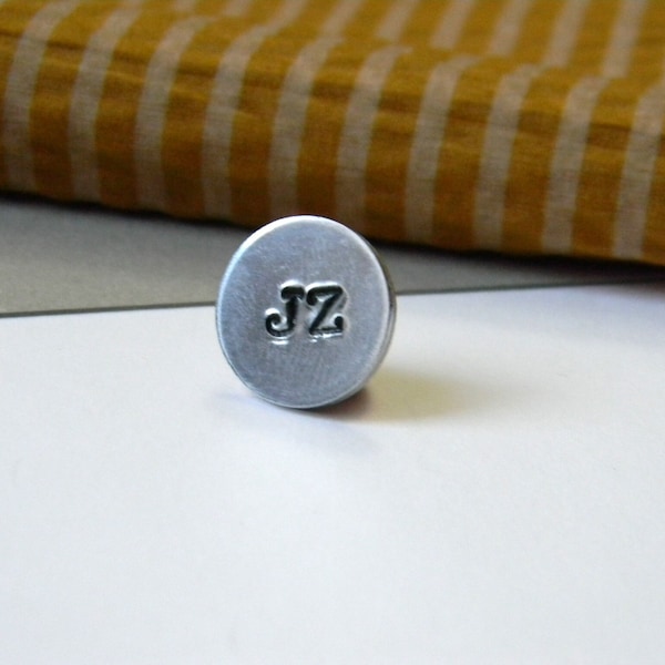 Initials lapel pin. Custom buttonhole pin. Monogram pin. Round initials brooch. Personalized lapel pin. Custom lapel pin. 12mm - 1/2 inch