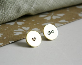 Heart lapel pin. Infinity sign pin. Small heart tie tack. Brass anniversary gift. Infinity sign. 12 mm - 1/2 inch. Love. Wedding