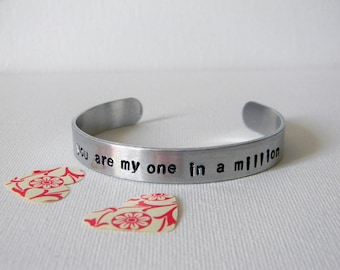 Tin anniversary bracelet. 10th anniversary gift. Custom wedding anniversary gift. Your text. Aluminum gift. For wife. For husband.