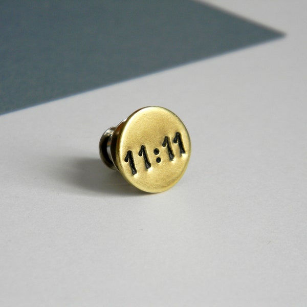 Angels number pin. Small brass pin. 11:11 or choose your angel number. Lucky number. Numerical lapel pin. Spiritual. 12 mm - 1/2 inch