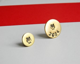 Owl lapel pin. Brass lapel pin. Tie tack. Date pin brooch. Graduation pin. Graduation date. Degree day. 12 mm 1/2 inch - 19 mm 3/4 inch
