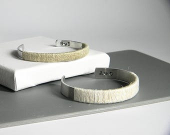 Pulsera de lino. Regalo personalizado para bodas de lino. Cuarto aniversario.