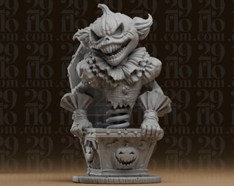 Kürbis-Jack-in-the-Box-Statue – Gruselige Halloween-Narrenfigur