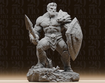 Barbarian Warrior Statue - Fantasy Resin Figure - Savage Fighter Sculpture - RPG Tabletop Decor - Dark Fantasy Collectible