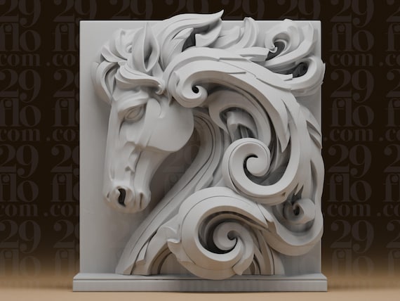 Horse Chinese Zodiac Plaque - Horse Bas Relief Sculpture - Resin Wall Decor - 3D Printed Zodiac Art - Collectible Gift by 29floDesign