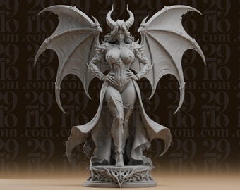 Demonisk drottningstaty - Bevingad demon i harts - Mörk fantasi Succubusskulptur - Gotiskt kvinnligt monster