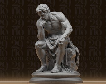 Classical Greek Thinker Statue - Muscular Philosopher Sculpture - Academic Fine Art Figure - Ancient Antiquity Decor - 3D Printed Resin
