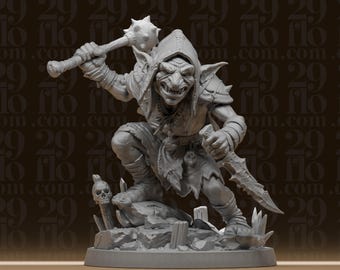 Goblin Assassin Statue - Fantasy Monster Figure - Tabletop RPG Miniature - Dungeon Creature Art - 3D Printed Resin Model