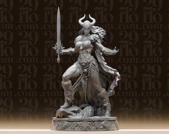 Barbarian Queen Statue - Large Resin Female Warrior Figure - Valkyrie Collectible - DND Tabletop RPG Miniature - Fantasy Gamer Gift