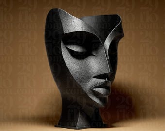 Rostro femenino abstracto – Escultura cubista moderna / Busto artístico impreso en 3D