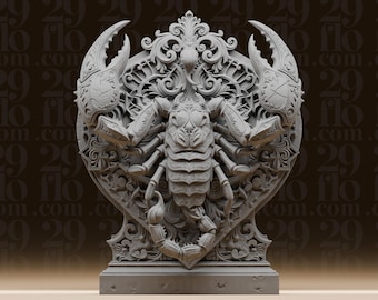 Busto de escorpión del zodíaco Escorpio - Estatua astrológica ornamentada - Escultura animal intrincada - Arte de escritorio del horóscopo - Figura de resina