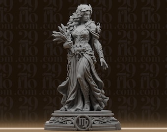 Virgo Zodiac Maiden Statue - Elegant Fantasy Goddess - Astrology Desk Decor - Harvest Woman Figure - 3D Printed Resin Model