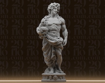 Classical Dionysus Statue - Greek God of Wine - Muscular Bacchus Figure - Ancient Mythology Art - 3D Printed Resin Model