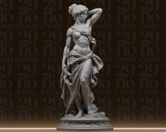 Classical Goddess Statue - Muscular Female Figure - Athletic Renaissance Sculpture - Fine Art Home Decor - 3D Printed Resin Model