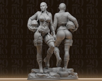 Unmasked Biker Girl Statue - Post Apocalyptic Warrior - Cyberpunk Female Figure - Tabletop RPG Miniature - 3D Printed Resin Model