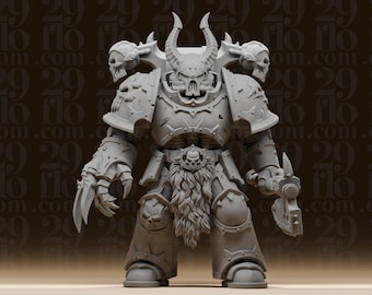 Estatua de guerrero del caos oscuro y sombrío - Miniatura mecha de ciencia ficción - Figura de jefe para juegos de rol de mesa - Modelo de armadura para juegos de guerra