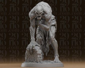 Friedhofsghul-Statue – gebücktes untotes Monster mit Grabstein