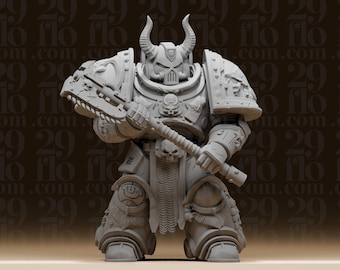 Estatua de Terminator del Caos Oscuro - Figura de resina grande de guerrero de ciencia ficción - Jefe de juego de rol de mesa - Miniatura para juegos de guerra - Regalo imprimado para aficionados