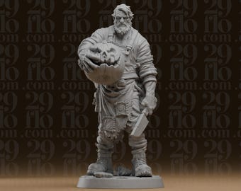 Kürbismetzger-Statue – Dunkle Ernte-Figur mit Hackbeil, Harzskulptur