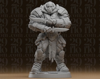 Gepanzerter Rebreather-Vollstrecker-Statue – Sci-Fi-Krieger mit Doppelklingen – Harzskulptur