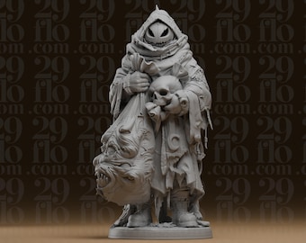 Kürbis-Sammelfigur mit Kapuze – Halloween-Figur mit Totenkopf und Sack