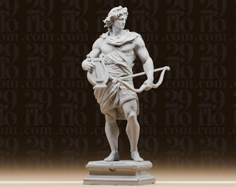 Estatua del dios griego Apolo - Figura de la mitología clásica - Deidad olímpica con lira y arco - Arte histórico para escritorio
