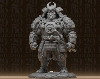 Armored Samurai Statue - Fantasy Shogun Figure - Japanese Warrior Art - RPG Tabletop Miniature - 3D Printed Resin