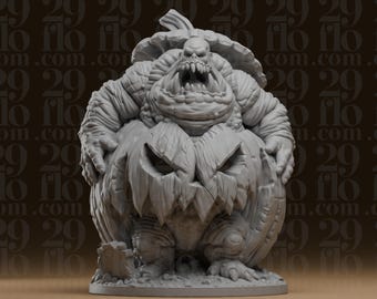 Oger mit riesiger Kürbislaterne – Halloween-Monsterfigur