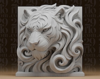 Plaque du zodiaque chinois tigre - sculpture bas-relief tigre - décoration murale en résine - art du zodiaque imprimé en 3D - cadeau de collection