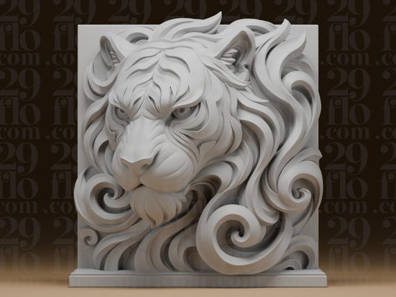 Tiger Chinese Zodiac Plaque - Tiger Bas Relief Sculpture - Resin Wall Decor - 3D Printed Zodiac Art - Collectible Gift by 29floDesign