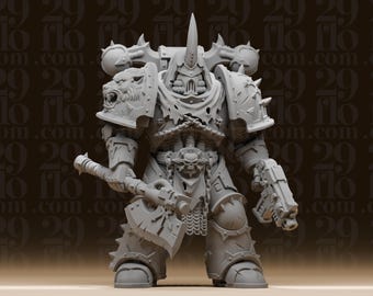 Estatua de Señor del Caos encapuchado de Grimdark - Gran guerrero de ciencia ficción de resina - Miniatura de jefe de mesa - Figura de armadura para juegos de guerra