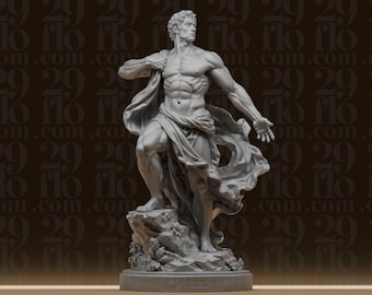 Classical Greek God Statue - Muscular Mythological Hero - Renaissance Male Sculpture - Tabletop RPG Miniature - 3D Printed Resin Model