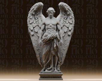 Estatua de arcángel majestuoso - Figura de ángel masculino - Escultura celestial alada - Decoración de arte religioso - Miniatura de fantasía