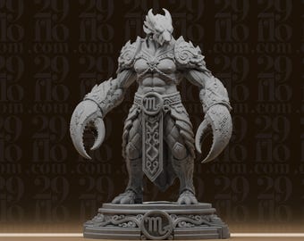 Scorpio Zodiac Statue - Muscular Fantasy Warrior - Astrology Desk Decor - RPG Tabletop Figure - 3D Printed Resin Model