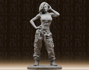 Estatua de chica urbana con estilo streetwear - Figura femenina de moda moderna - Escultura de escritorio de tendencia - Miniatura de estilo hip hop