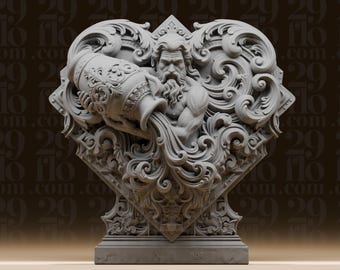 Aquarius Zodiac Bust - Ornate Astrology Statue - Intricate Water Bearer Sculpture - Horoscope Desk Art - 3D Printed Resin Figure