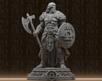 Libra Zodiac Warrior Statue - Muscular Fantasy Fighter - Astrology Desk Decor - RPG Tabletop Figure - 3D Printed Resin Model