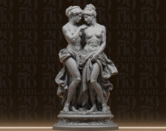 Classical Women Statue - Muscular Female Figures - Two Graces Sculpture - Fine Art Home Decor - 3D Printed Resin Model