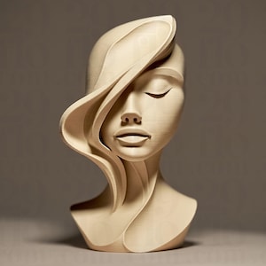 Abstrakt kvinnans ansikte 3D-tryckt skulptur, staty, figur, statyett heminredning
