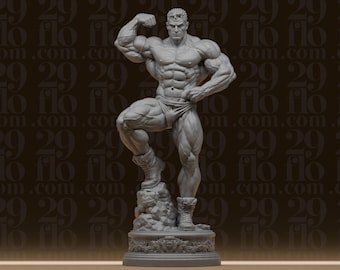 Muscular Bodybuilder - Fitness Athlete Statue - Classic Flexing Figure - Gym Motivation Decor - 3D Printed Resin Art