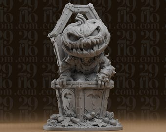 Sargkürbis-Monsterstatue – Halloweenfigur mit Jack-O'-Lantern-Motiv