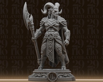 Capricorn Zodiac Statue - Muscular Fantasy Warrior - Astrology Desk Decor - RPG Tabletop Figure - 3D Printed Resin Model