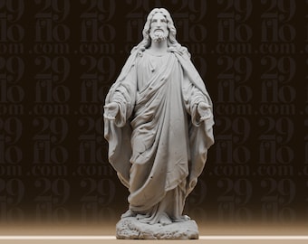 Classic Jesus Statue - Welcoming Christ Figure - Catholic Home Decor - Religious Desk Art - 3D Printed Resin Model