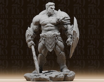 Barbarian Warrior Statue - Fantasy Resin Figure - Muscular Hero Sculpture - RPG Tabletop Decor - Dark Fantasy Collectible