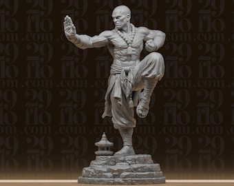 Balancing Monk Statue - Crane Stance Fighter - Martial Arts Warrior - RPG Tabletop Miniature - 3D Printed Resin Model