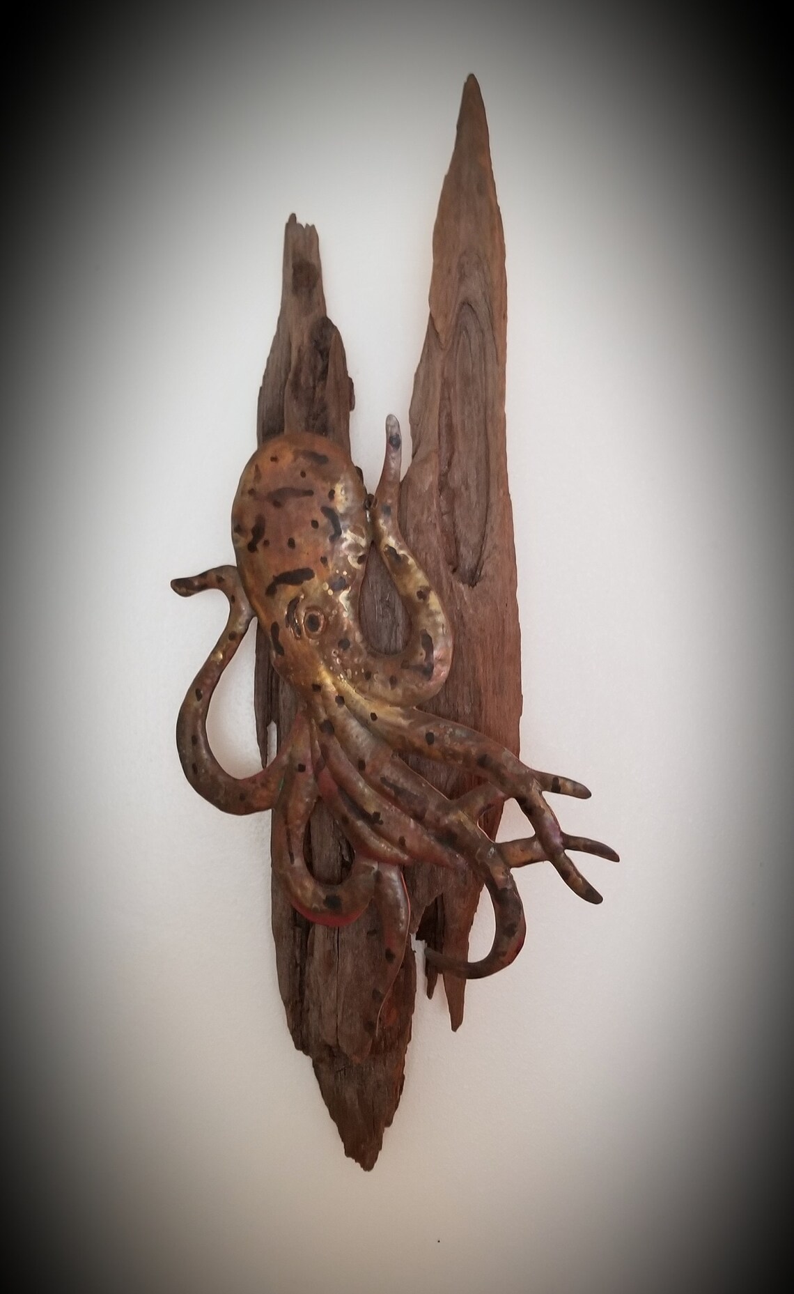 Handmade copper octopus and driftwood wall decor Etsy