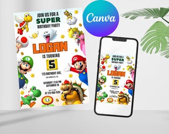Mario Kart Birthday Boy Invite | Mario Birthday Invitation | Mario Birthday Party Theme Card | Digital Invite | Kids Birthday Invitation
