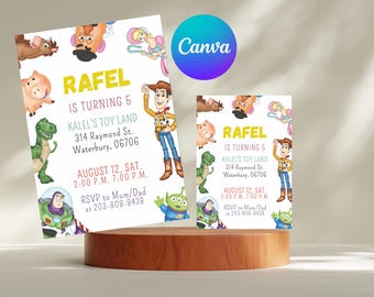 Toy Kids Birthday Party Invite |Two Infinity and Beyond Birthday Invitation Template| Digital Canva Template | Toys Invitations