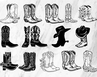 Cowboy Boots Svg ,Cowboy Boots Clipart ,Western Svg Bundle, Bachelorette Svg, Floral Svg, Cowgirl Svg, Cowgirl Boots Svg, Instant Download